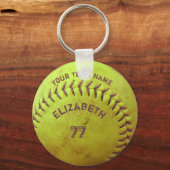 Softball Dirty Name Team Number Ball Sleutelhanger (Voorkant)