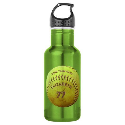 Softball Dirty Name Team Number Ball Water Fles (Voorkant)