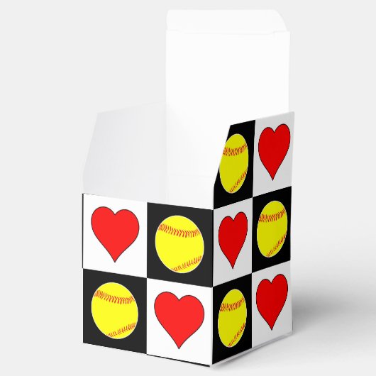 Softball-doos met Softball & Hearts Bedankdoosjes (Geopend)