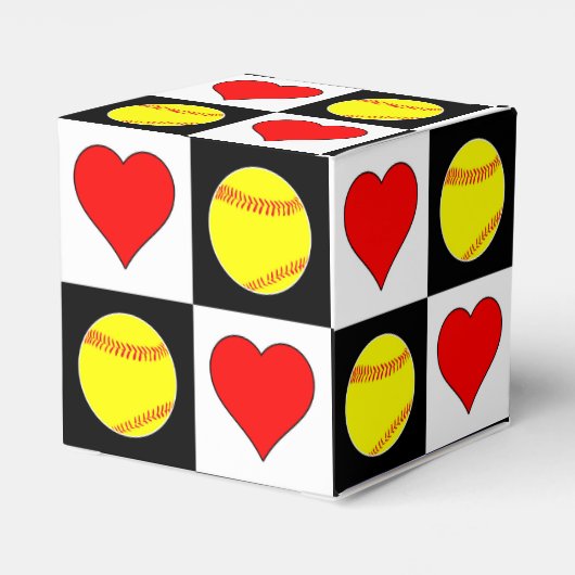 Softball-doos met Softball & Hearts Bedankdoosjes (Achterkant)