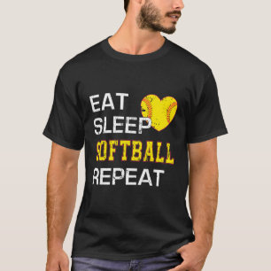 Softball Eat Slaap Softbal Herhaal Softbal T-shirt