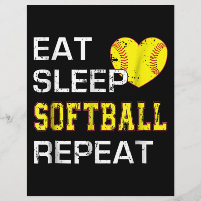 Softball Eat Sleep Softball Herhalen Briefhoofd (Voorkant)