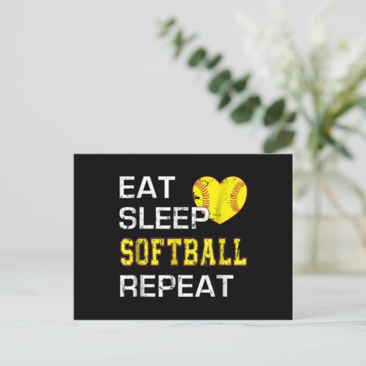 Softball Eat Sleep Softball Herhalen Briefkaart (Staand voorkant)