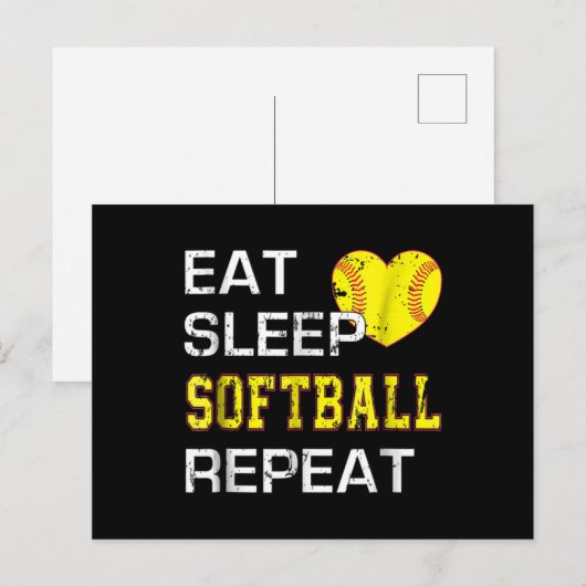 Softball Eat Sleep Softball Herhalen Briefkaart (Voorkant / Achterkant)