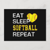 Softball Eat Sleep Softball Herhalen Briefkaart (Voorkant)
