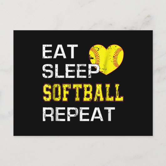 Softball Eat Sleep Softball Herhalen Briefkaart (Voorkant)