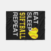 Softball Eat Sleep Softball Herhalen Fleece Deken (Voorkant (Horizontaal))