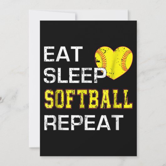 Softball Eat Sleep Softball Herhalen Kaart (Voorkant)