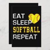 Softball Eat Sleep Softball Herhalen Kaart (Voorkant / Achterkant)