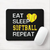 Softball Eat Sleep Softball Herhalen Muismat (Met muis)