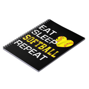 Softball Eat Sleep Softball Herhalen Notitieboek