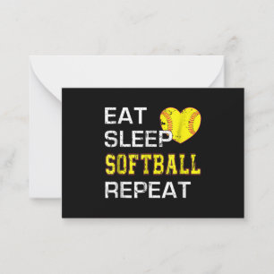 Softball Eat Sleep Softball Herhalen Notitiekaartje