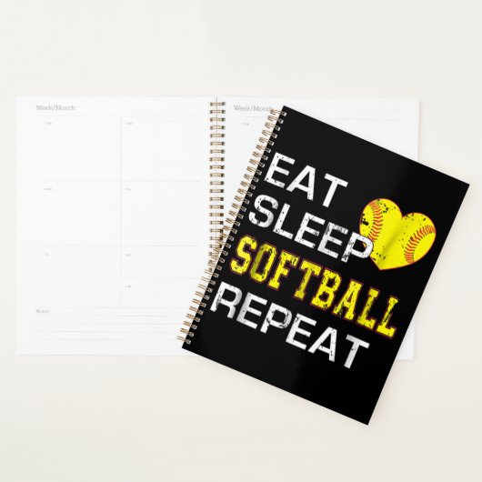 Softball Eat Sleep Softball Herhalen Planner (Display)