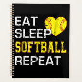 Softball Eat Sleep Softball Herhalen Planner (Voorkant)
