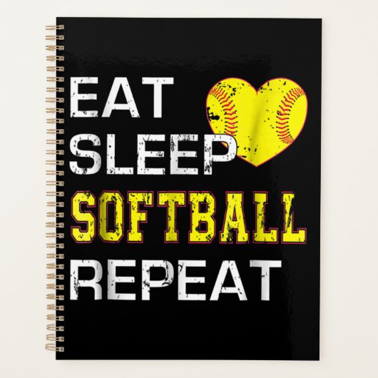Softball Eat Sleep Softball Herhalen Planner (Voorkant)