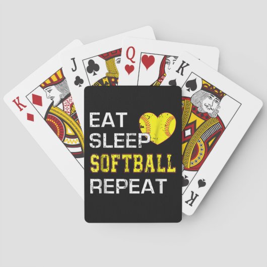 Softball Eat Sleep Softball Herhalen Pokerkaarten (Achterkant)