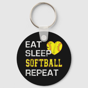Softball Eat Sleep Softball Herhalen Sleutelhanger
