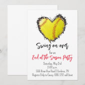 Softball Einde van het Seizoen Feestuitnodiging Kaart (Voorkant / Achterkant)