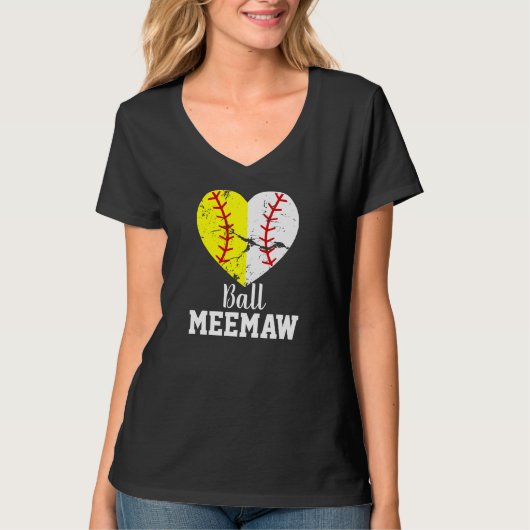 Softball- en Baseball Meemaw-Shirt T-shirt (Voorkant)