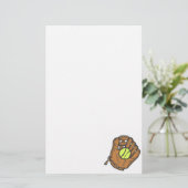 Softball en handschoen briefpapier (Staand voorkant)