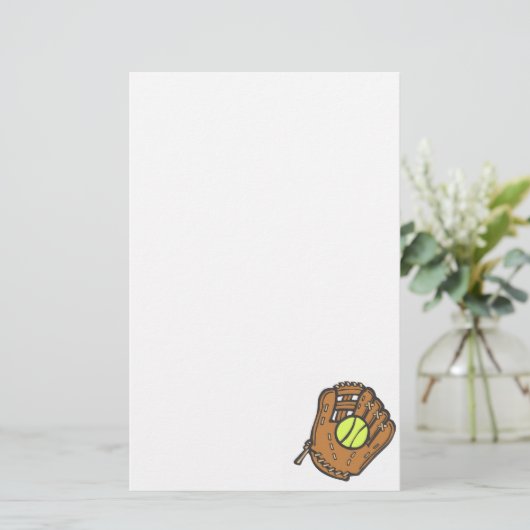 Softball en handschoen briefpapier (Staand voorkant)