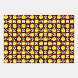 Softball en Snowflake Red en Black Kerstmis Inpakpapier Vel