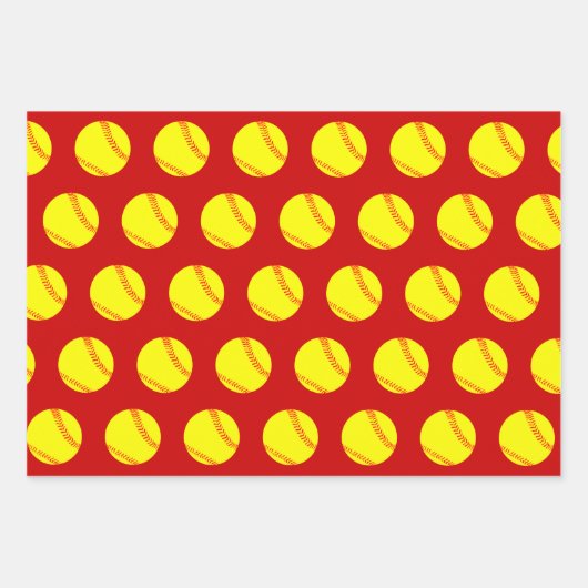 Softball en Snowflake Red en Green Kerstmis Inpakpapier Vel (Voorkant 2)