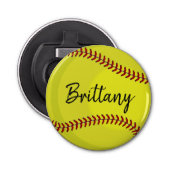 Softball Fan Custom Name Button Flesopener (Voorkant)
