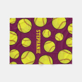Softball Fan Custom Name Paars Fleece Deken (Voorkant (Horizontaal))