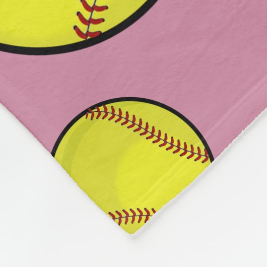 Softball Fan Custom Name Roze Fleece Deken (Hoek)