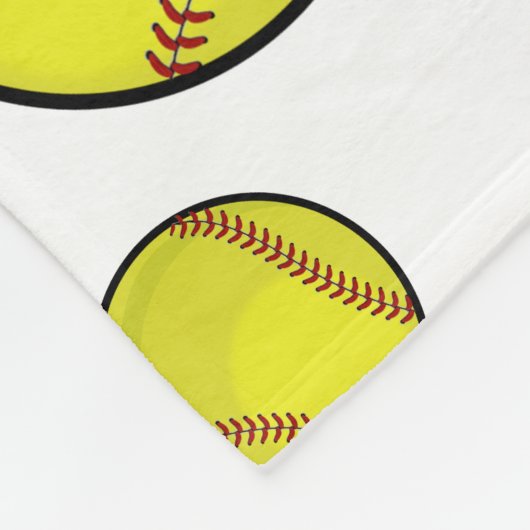 Softball Fan Custom Name White Fleece Deken (Hoek)