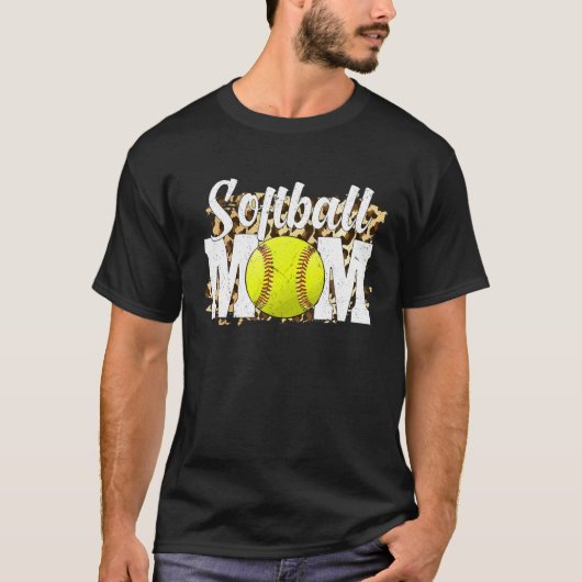 Softball Fans Leopard Women, Softball Mam T-shirt (Voorkant)