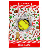 Softball Fastpitch Kerstvakantie Medium Cadeauzakje (Achterkant)