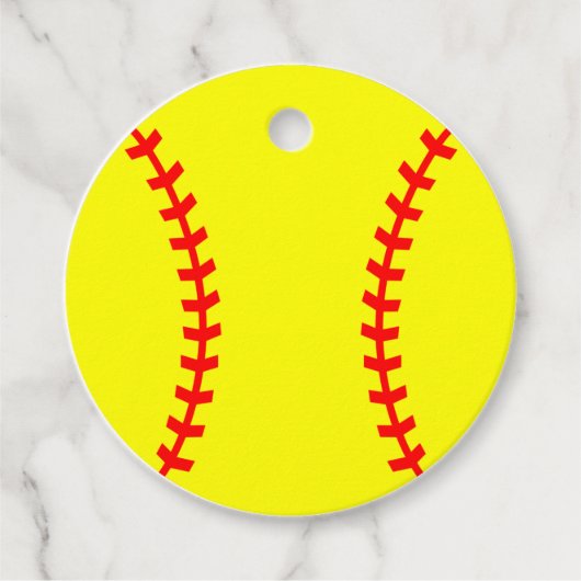 Softball Favor Tag, Birthday Label (Voorkant)