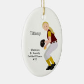Softball Female Blonde Burgundy & Gold Keramisch Ornament (Rechts)