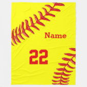Softball Fleece Blankets MET NAAM EN NUMMER Deken (Voorkant)