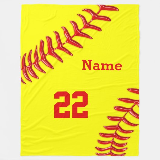 Softball Fleece Blankets MET NAAM EN NUMMER Deken (Voorkant)