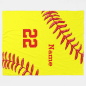 Softball Fleece Blankets MET NAAM EN NUMMER Deken (Voorkant (Horizontaal))