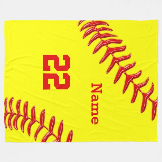 Softball Fleece Blankets MET NAAM EN NUMMER Deken (Voorkant (Horizontaal))