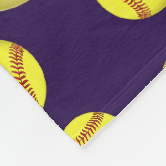 Softball Fleece Throw Blankets, Uw KLEUREN, TEKST (Hoek)