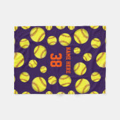 Softball Fleece Throw Blankets, Uw KLEUREN, TEKST Deken (Voorkant (Horizontaal))