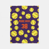 Softball Fleece Throw Blankets, Uw KLEUREN, TEKST Deken (Voorkant)