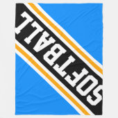 SOFTBALL Fun Cool Bright Blue Black Racing Stripes Fleece Deken (Voorkant)