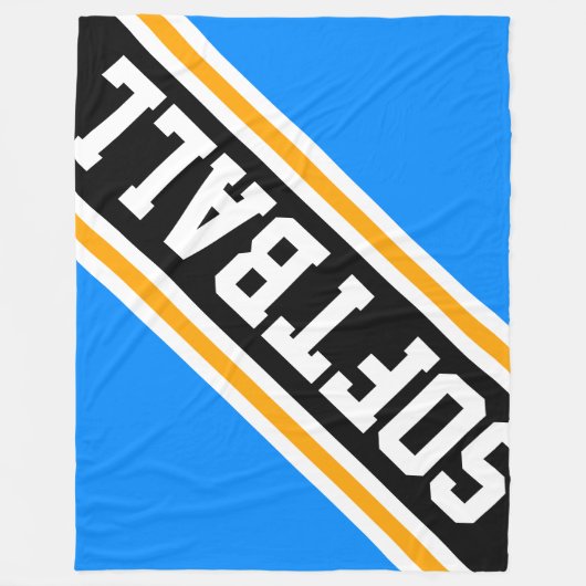 SOFTBALL Fun Cool Bright Blue Black Racing Stripes Fleece Deken (Voorkant)