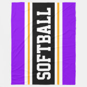 SOFTBALL Fun Heldere Paarse Zwarte Atletische Stre Fleece Deken (Voorkant)