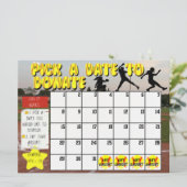 Softball Fundraiser Agenda "Kies een datum" Donere Kaart (Staand voorkant)