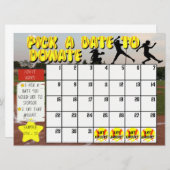 Softball Fundraiser Agenda "Kies een datum" Donere Kaart (Voorkant / Achterkant)
