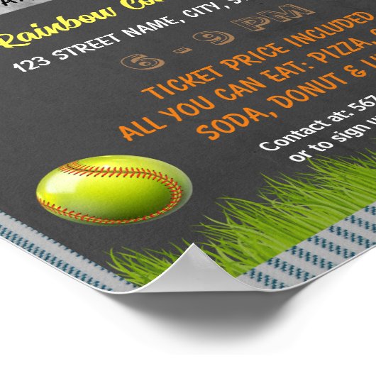 Softball Fundraiser evenement sjabloon Poster (Hoek)