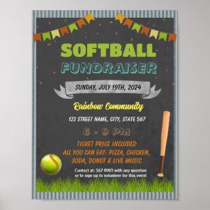 Softball Fundraiser evenement sjabloon Poster