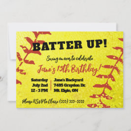 Softball, Geel en Rood Kinderen Verjaardagsfeest Kaart